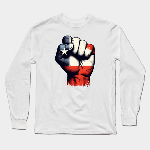 Chile Flag Long Sleeve T-Shirt by Vehicles-Art